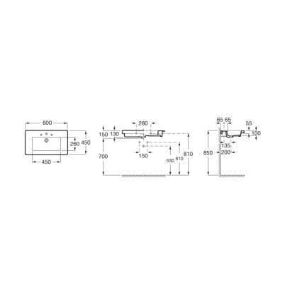 Roca A327546000 - Lavabo mural PRISMA 60x45 cm cerámica/blanco