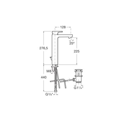 Roca A5A3G01C00 - Grifo de lavabo con válvula de desagüe L90, 27,6 cm, cromo brillante