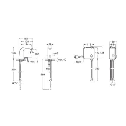 Roca A5A5709C00 - Grifo para lavabo sin contacto L20 230V cromado brillante