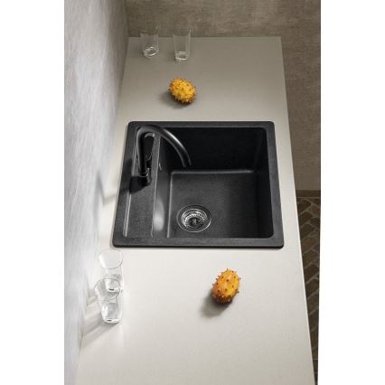 Sapho - Fregadero de cocina 53x50 cm granito/negro