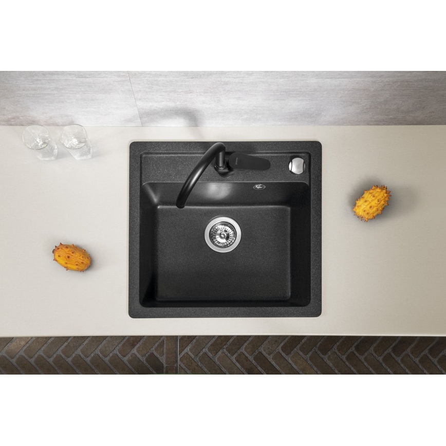 Sapho - Fregadero de cocina 53x50 cm granito/negro