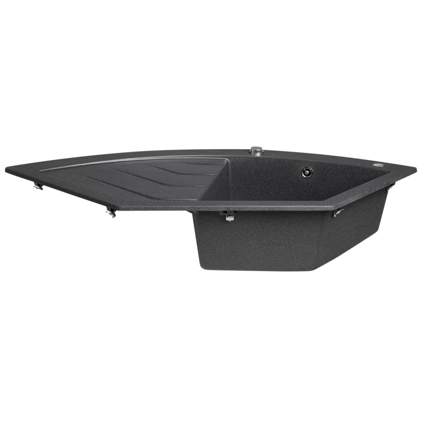 Sapho - Fregadero de cocina en esquina 114 x 57,5 cm, granito/negro