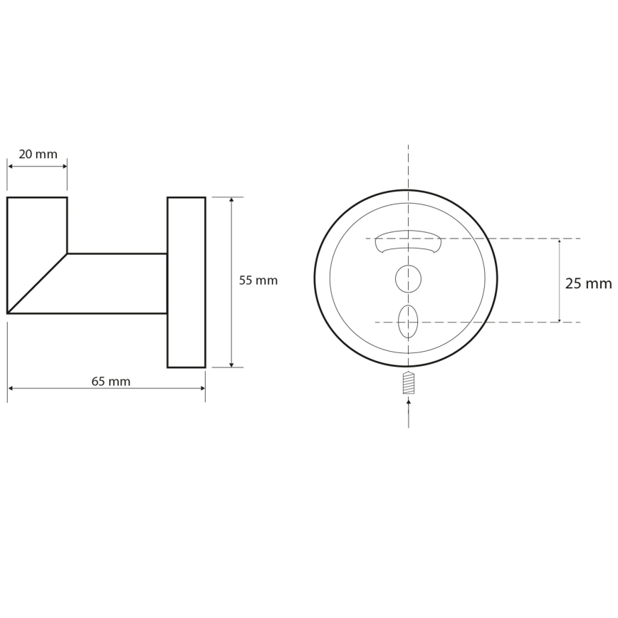 Sapho - Gancho de pared X-ROUND 5,5x6,5 cm negro