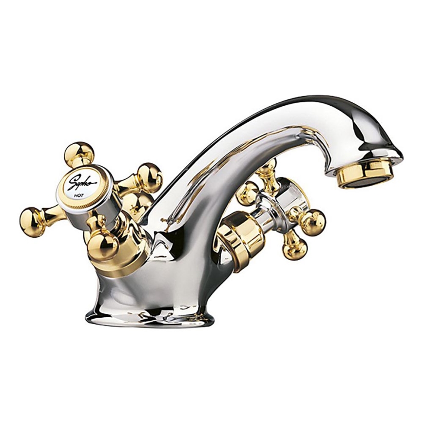 Sapho - Grifo de lavabo con desagüe ANTEA RETRO, acabado dorado