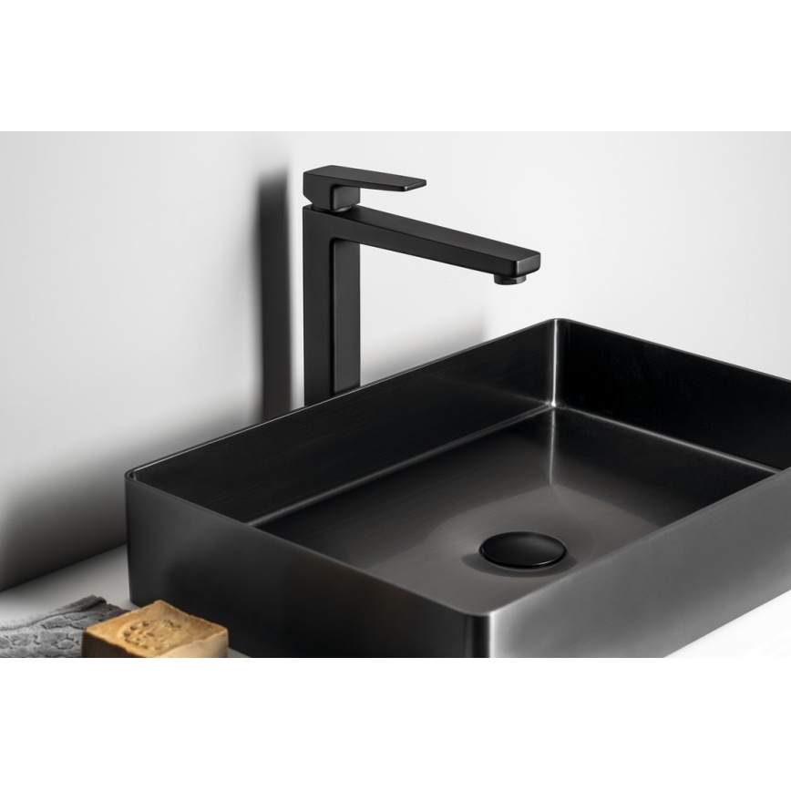 Sapho - Grifo de lavabo TURSI 28 cm negro mate