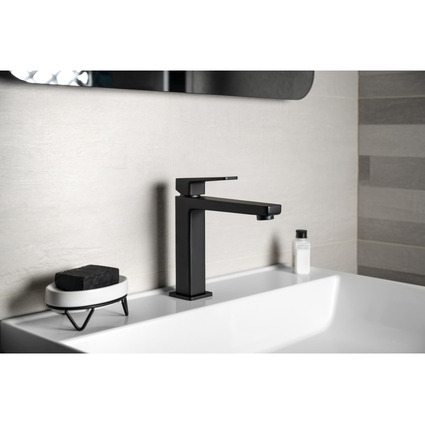 Sapho - Grifo de lavabo TURSI de 19 cm, negro mate