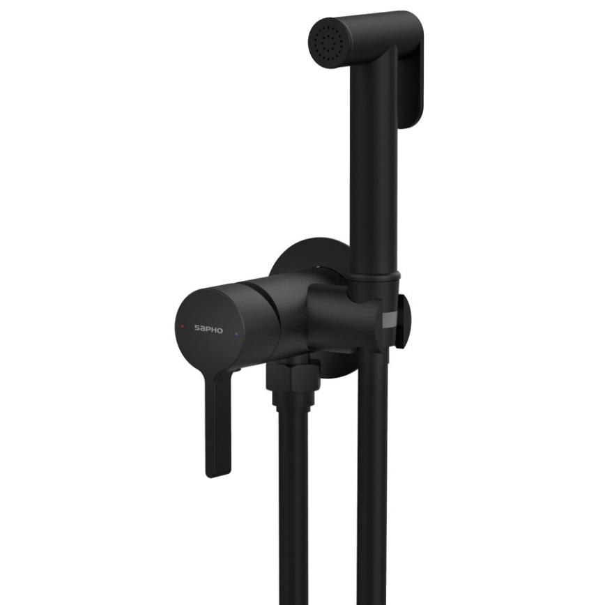 Sapho - Grifo empotrado para bidé con ducha ICONIC redondeado/mate negro
