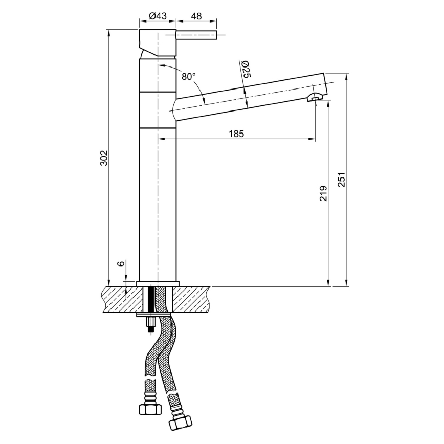 Sapho - Grifo para fregadero MINIMAL 30 cm, acero inoxidable