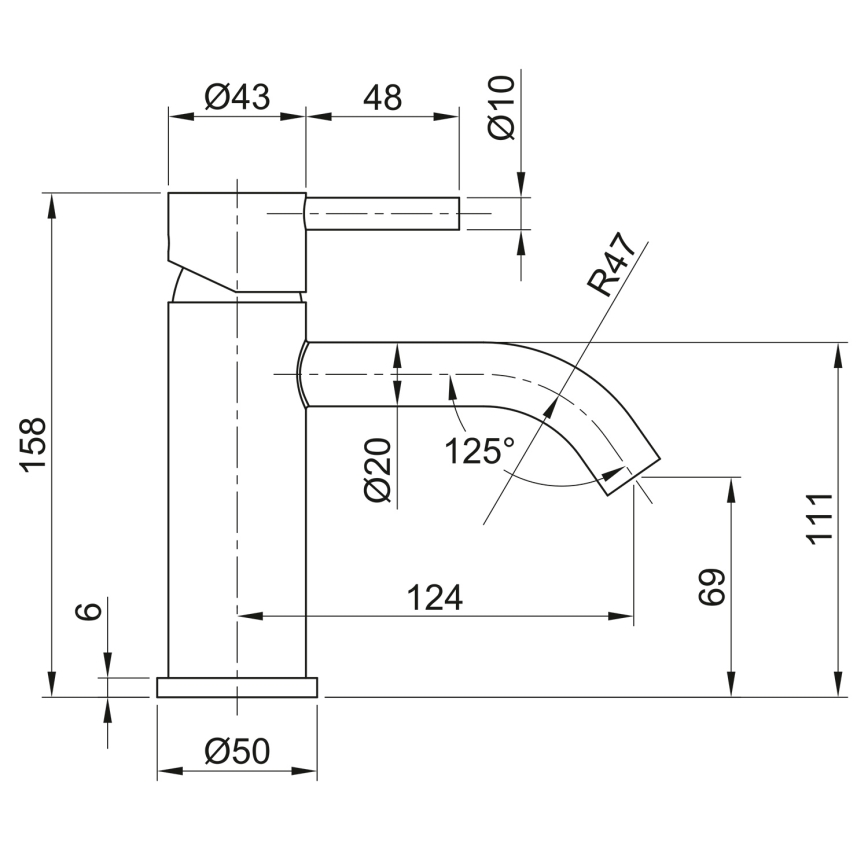 Sapho - Grifo para lavabo MINIMAL 15,8 cm acero inoxidable