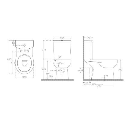 Sapho - Inodoro combinado con salida posterior, cerámica/blanco