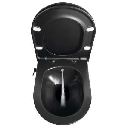 Sapho - Inodoro suspendido con rociador de bidé, cerámica/negro mate
