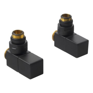 Sapho - Kit de conexión para válvulas angulares CUBE, negro mate