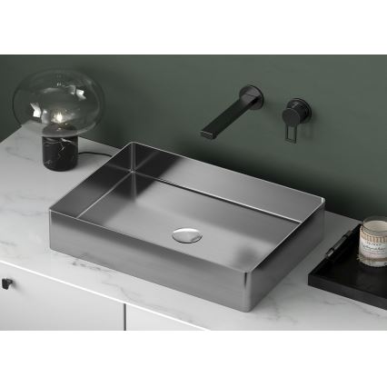 Sapho - Lavabo de encimera AURUM 50 x 35 cm, acero inoxidable cepillado