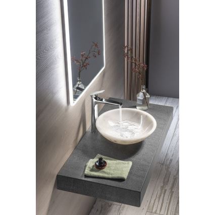 Sapho - Lavabo de encimera BLOK Ø 40 cm mármol/blanco