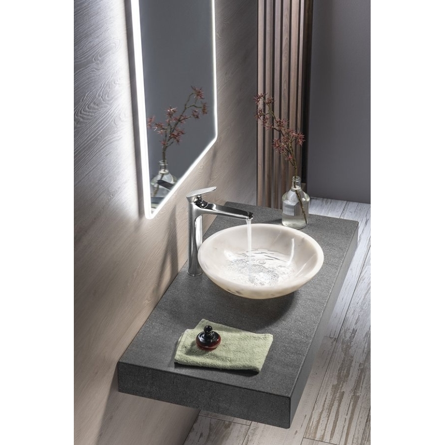 Sapho - Lavabo de encimera BLOK Ø 40 cm mármol/blanco