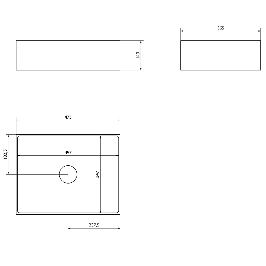 Sapho - Lavabo de encimera FORMIGO 47,5x36,5 cm hormigón/gris