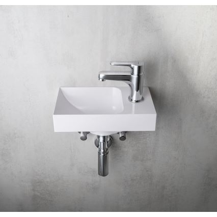 Sapho - Lavabo mural PICCOLINO 30x17 cm lado derecho/mármol fundido/blanco