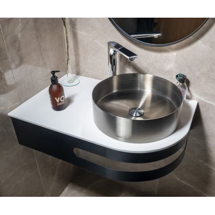 Sapho - Lavabo sobre encimera AURUM Ø 38 cm, acero inoxidable cepillado