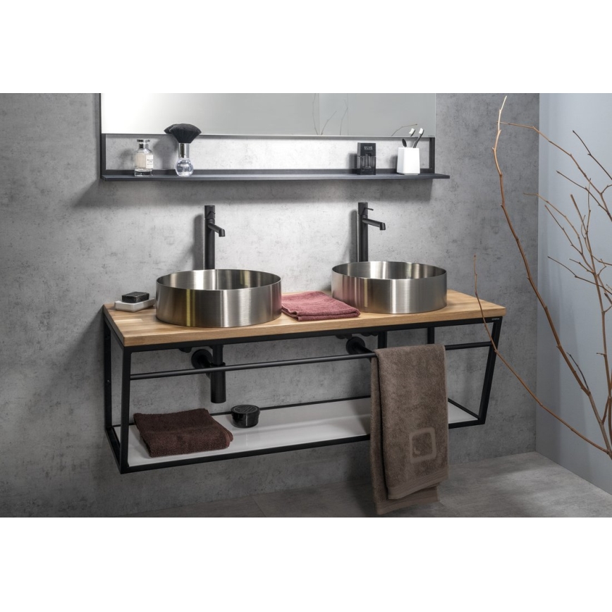 Sapho - Lavabo sobre encimera AURUM Ø 38 cm, acero inoxidable cepillado
