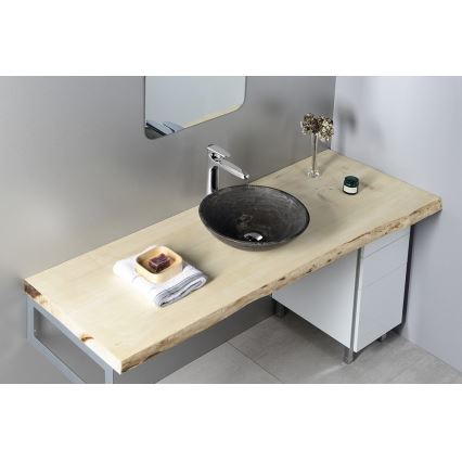 Sapho - Lavabo sobre encimera BLOK Ø 40 cm marrón/piedra