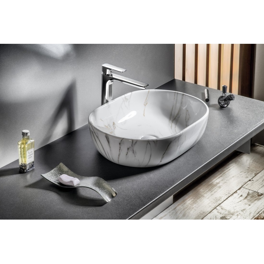 Sapho - Lavabo sobre encimera DALMA 59x42 cm cerámica/Carrara