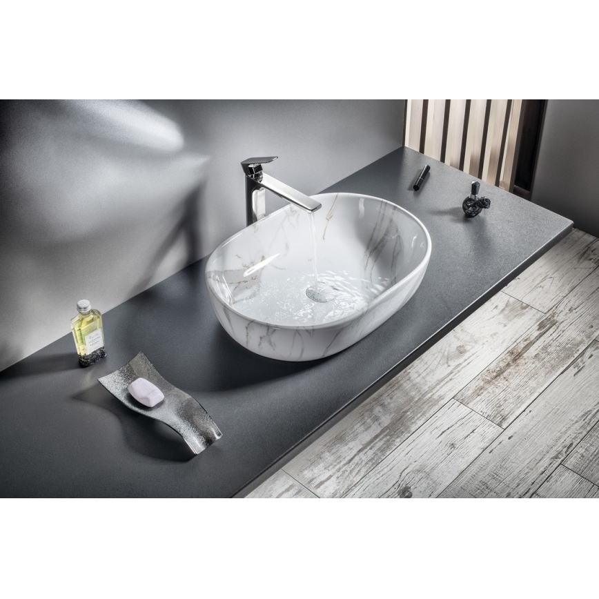 Sapho - Lavabo sobre encimera DALMA 59x42 cm cerámica/Carrara