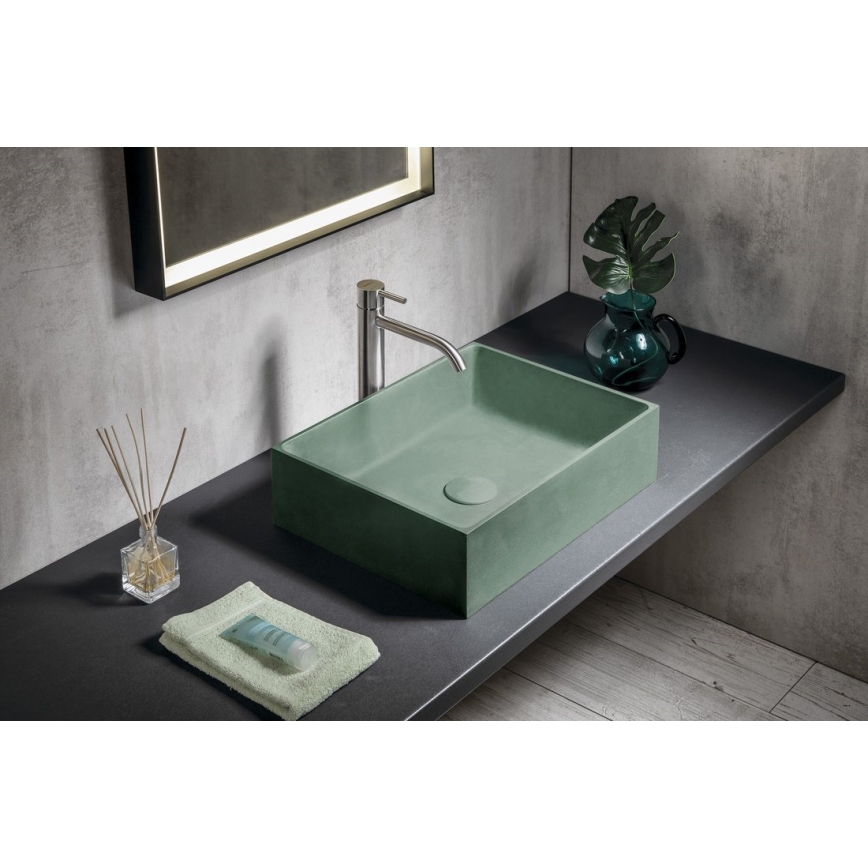 Sapho - Lavabo sobre encimera FORMIGO 47,5x36,5 cm hormigón/verde