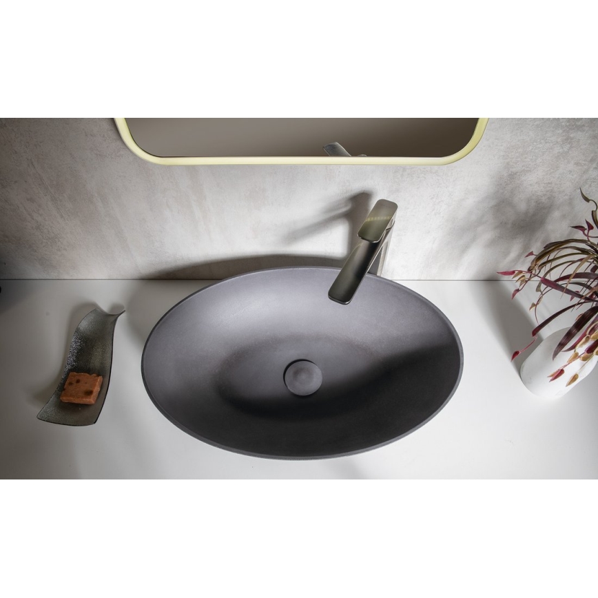 Sapho - Lavabo sobre encimera FORMIGO 60x40 cm hormigón/antracita