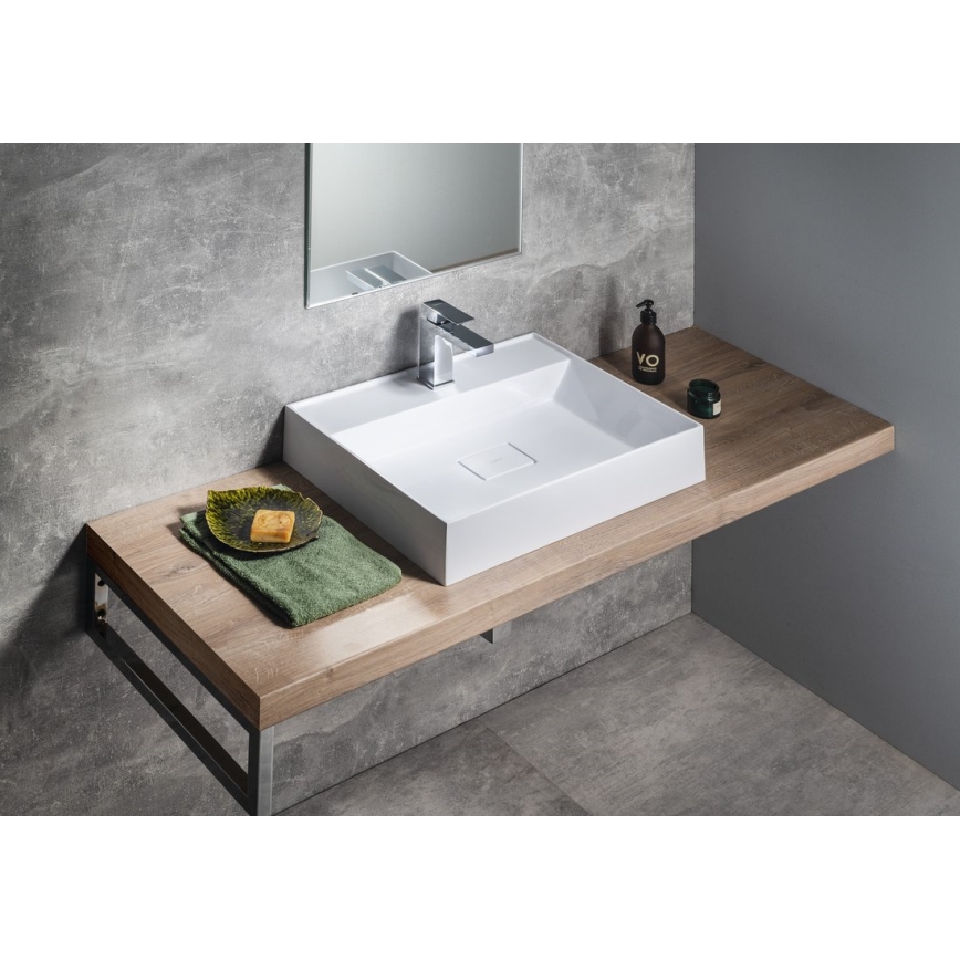 Sapho - Lavabo sobre encimera GODIVA 58x44 cm mármol/blanco