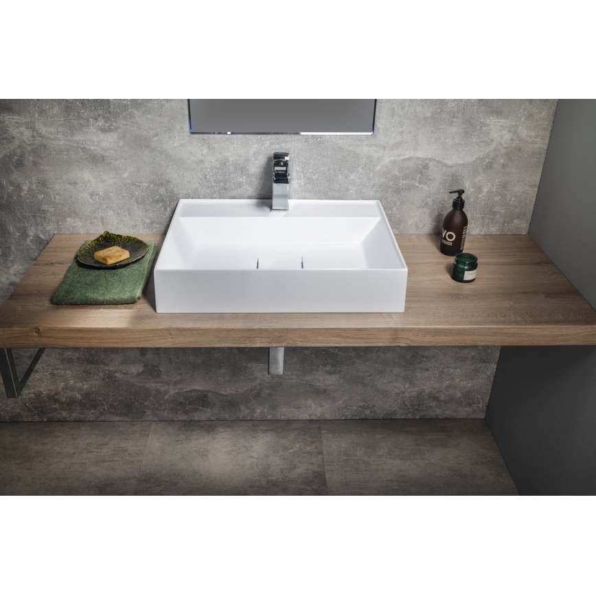 Sapho - Lavabo sobre encimera GODIVA 58x44 cm mármol/blanco