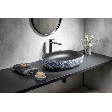 Sapho - Lavabo sobre encimera PRIORI 60x40 cm cerámica/negro/azul
