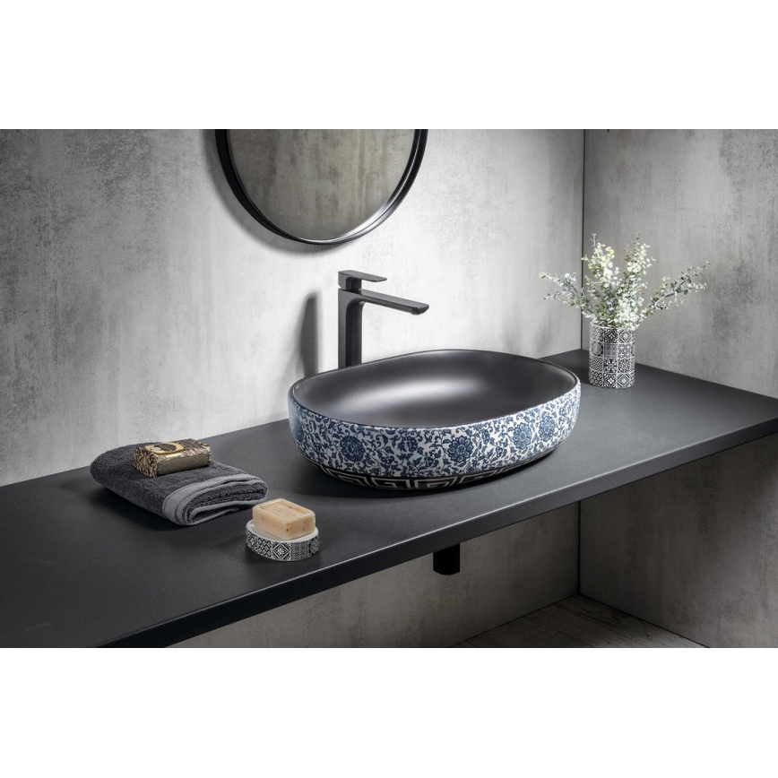 Sapho - Lavabo sobre encimera PRIORI 60x40 cm cerámica/negro/azul