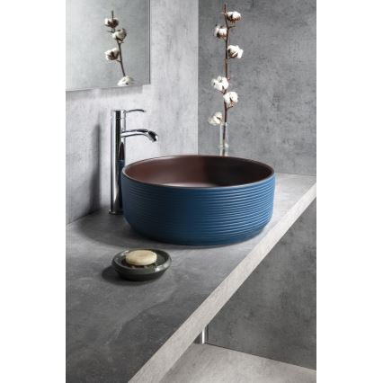 Sapho - Lavabo sobre encimera PRIORI de 41 cm de diámetro marrón/azul
