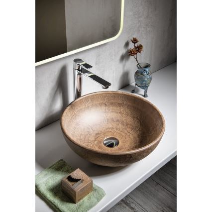 Sapho - Lavabo sobre encimera PRIORI Ø 41 cm cerámica/marrón