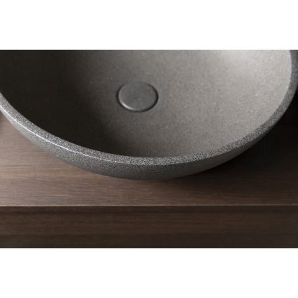 Sapho - Lavabo sobre encimera TURF Ø 44 cm hormigón/granito negro