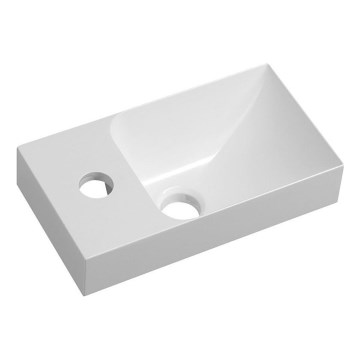Sapho - Lavabo suspendido PICCOLINO 31x17 cm izquierdo/mármol fundido/blanco