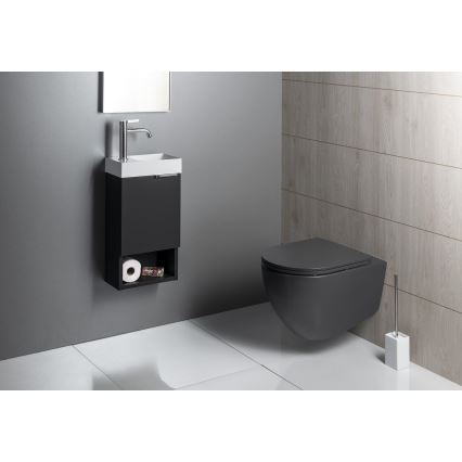 Sapho - Lavabo suspendido PICCOLINO 31x17 cm izquierdo/mármol fundido/blanco