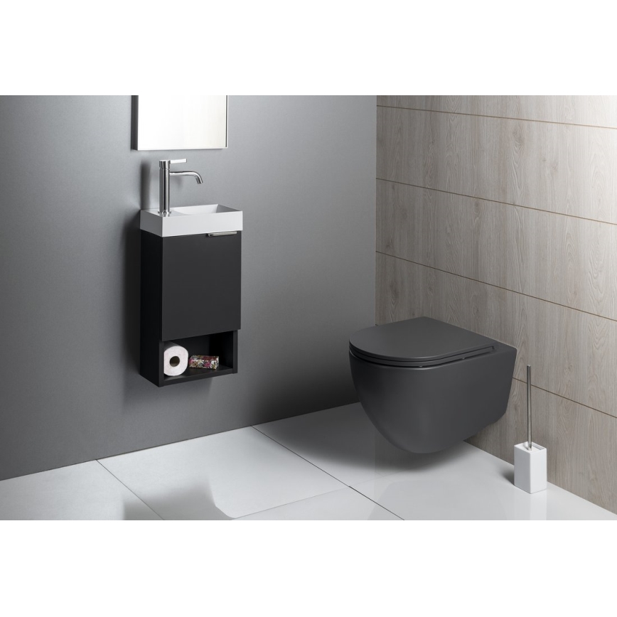 Sapho - Lavabo suspendido PICCOLINO 31x17 cm izquierdo/mármol fundido/blanco