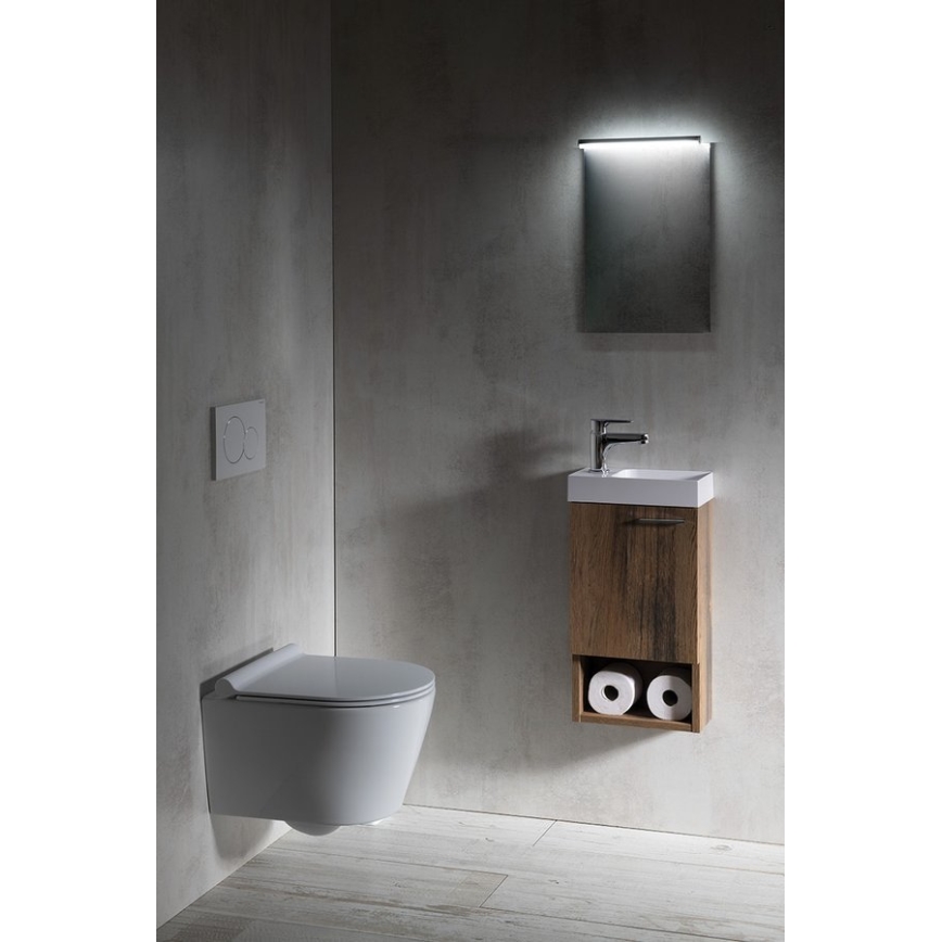 Sapho - Lavabo suspendido PICCOLINO 31x17 cm izquierdo/mármol fundido/blanco