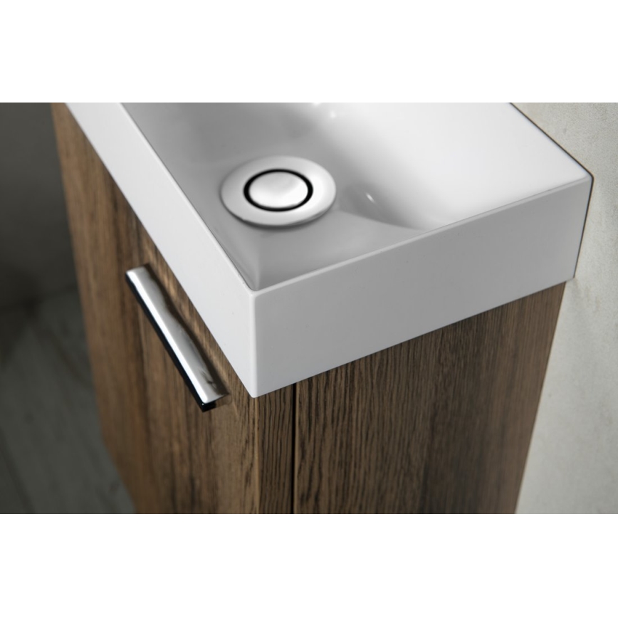 Sapho - Lavabo suspendido PICCOLINO 31x17 cm izquierdo/mármol fundido/blanco