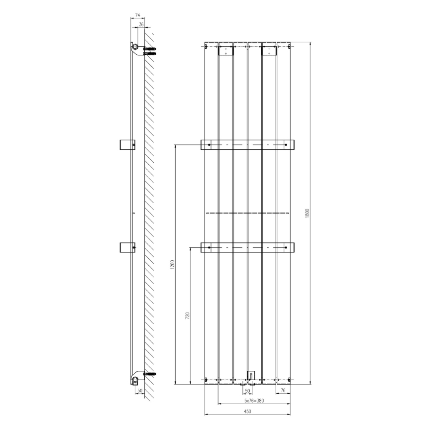 Sapho - Radiador de baño COLONNA 180 x 45 cm blanco