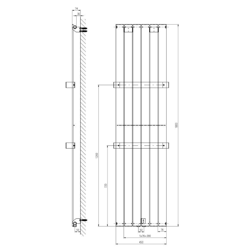 Sapho - Radiador de baño COLONNA 180x45 cm negro