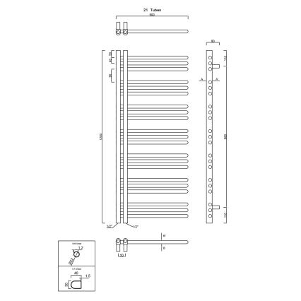 Sapho - Radiador de baño DORLION 400W 50x120x50 cm negro mate