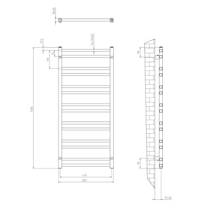Sapho - Radiador de baño METRO DOS  110x50 cm negro mate