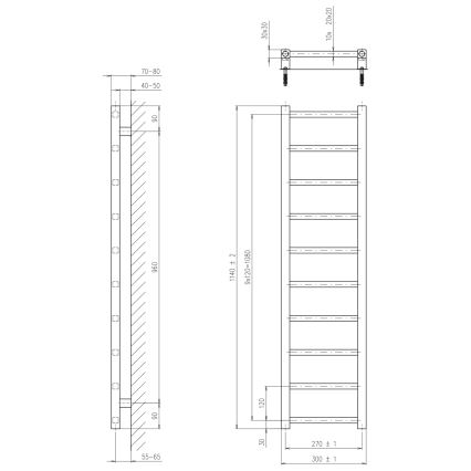 Sapho - Radiador de baño METRO LIGHT 114x30 cm cromo brillante