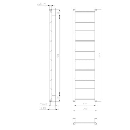 Sapho - Radiador de baño METRO LIGHT 114x30 cm cromo brillante