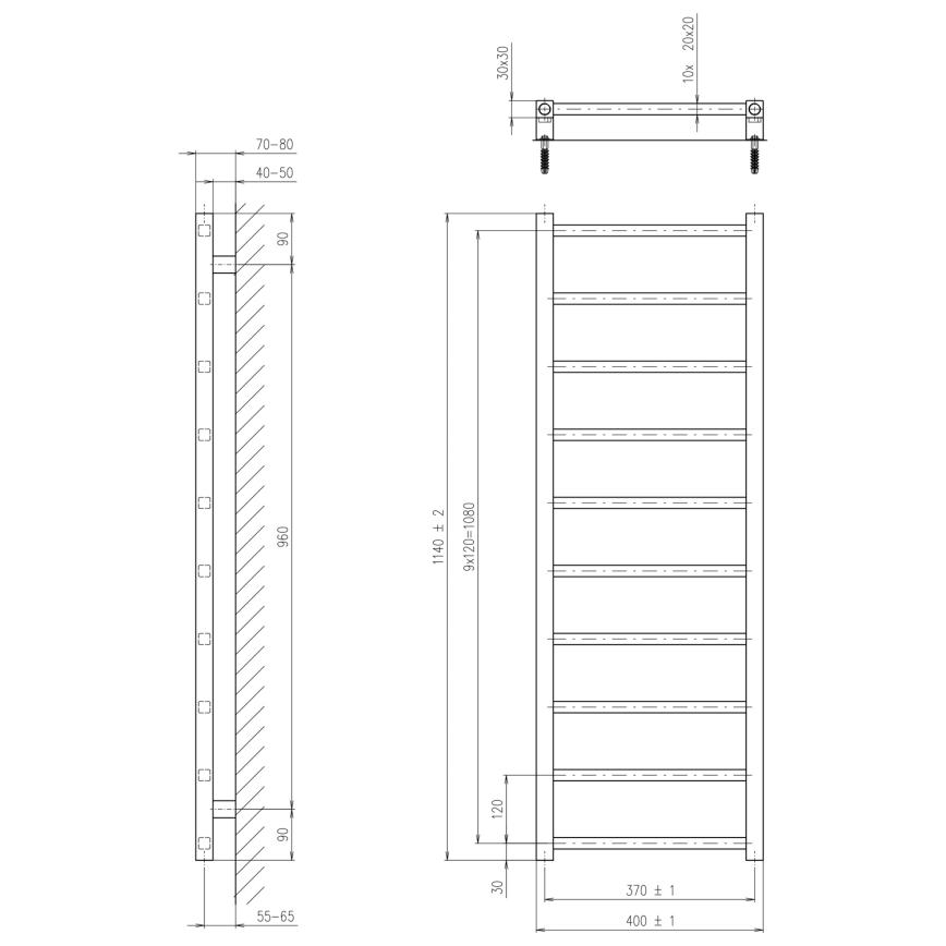 Sapho - Radiador de baño METRO LIGHT 114x40 cm cromo brillante
