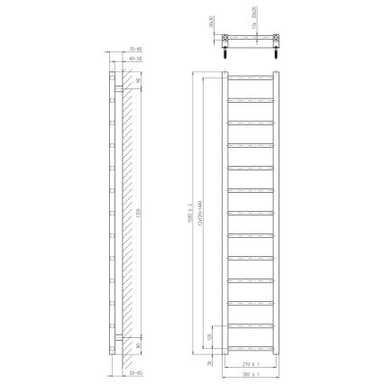 Sapho - Radiador de baño METRO LIGHT 150x30 cm cromo brillante