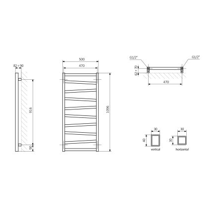 Sapho - Radiador de baño ZIG 110x50 cm antracita