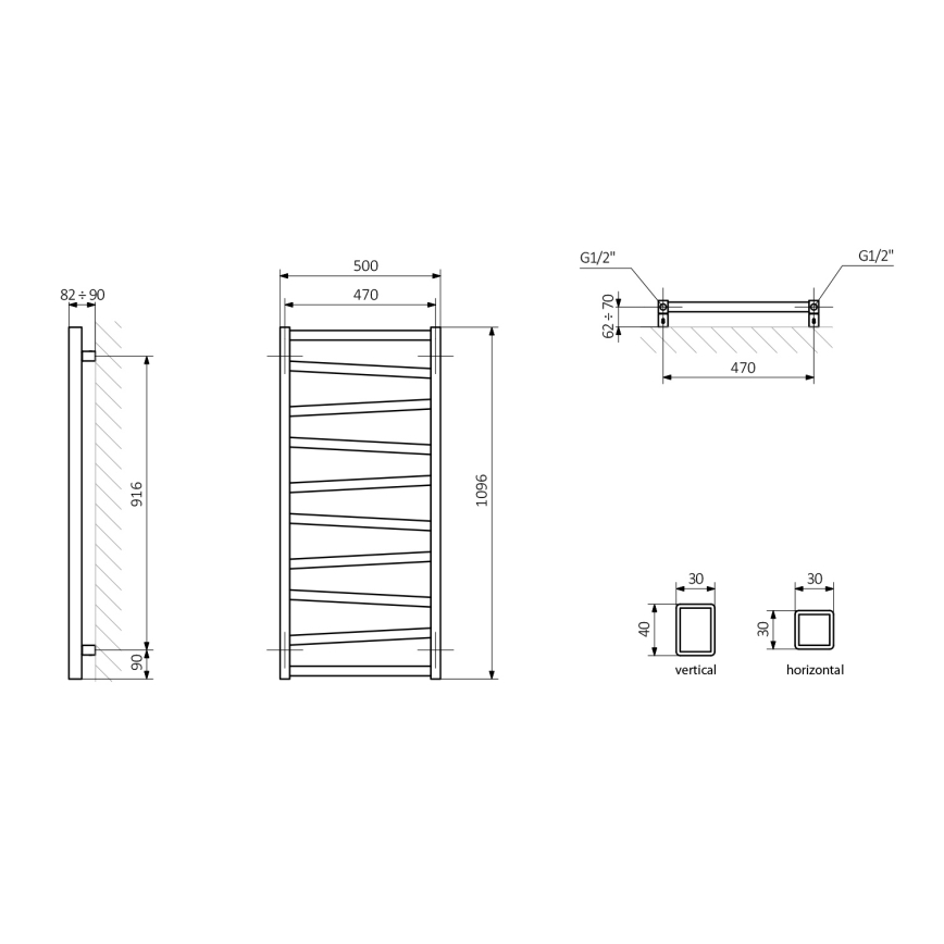Sapho - Radiador de baño ZIG 110x50 cm antracita